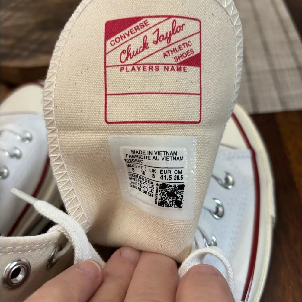 Converse  White High-Top Sneakers unisex M8 W10 Brand New in Box - Picture 5 of 10